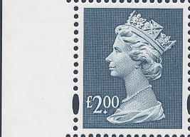 2000 GB - SGY1801 (UC19) £2 Dull Blue (D) Recess Marginal MNH